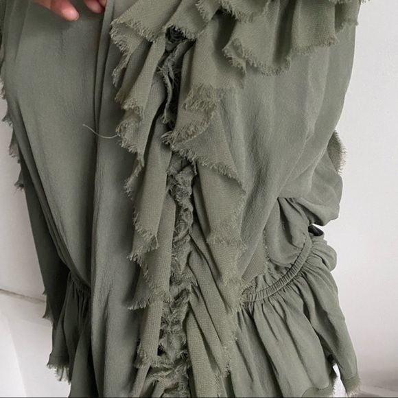 Love Shack Fancy • Olive Green Ruffle Nellie Sleeve Top - Picture 10 of 14